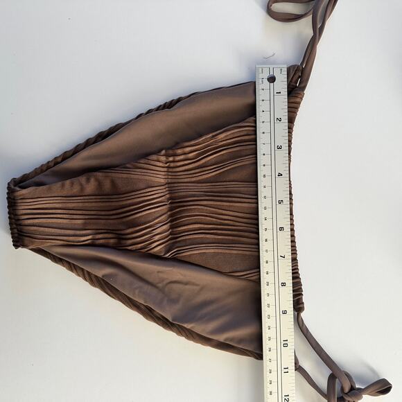 zaful brown bikini set size large textured push up top tie side bottoms nwt - Picture 6 of 8